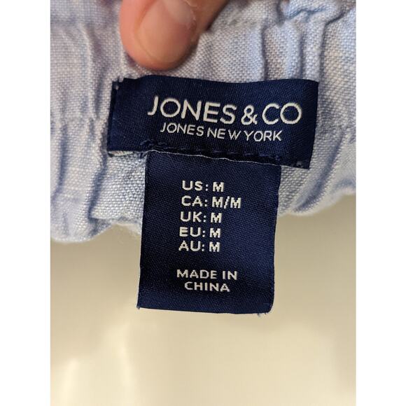 Jones & Co Jones New York Light Blue Linen Tie Waist Skirt Shorts Skort M - Picture 9 of 10